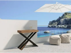 New ITAMOBY Mesa consola extensível 90x40/190 cm Diago Small Abeto tingido quadro Antracite Castanho