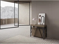 Consola|Ityhome Mesa consola extensível 90x40/196 cm Aceres Small tortora quadro antracite Castanho