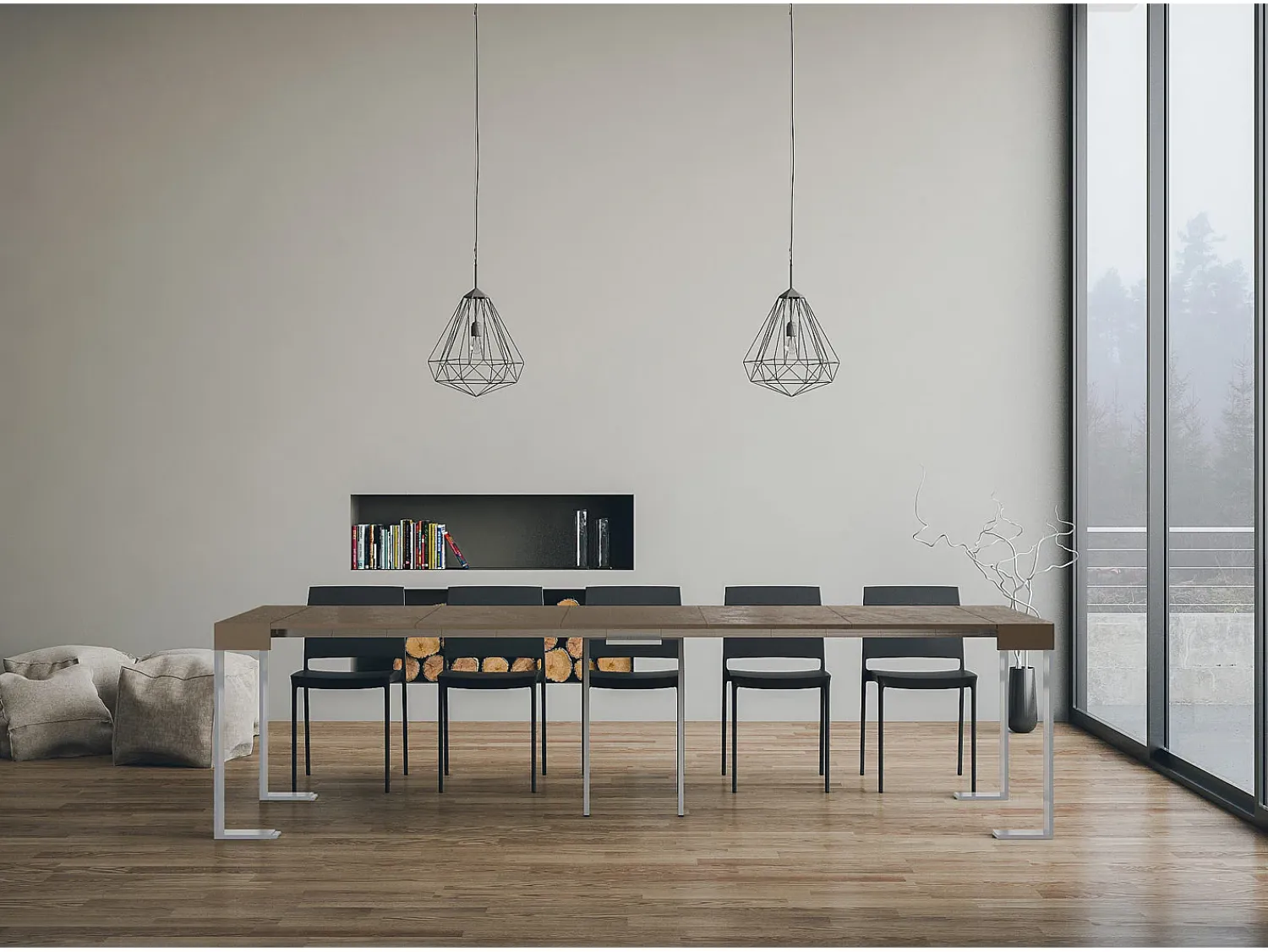 Consola|ITAMOBY Mesa consola extensível 90x40/300 cm Tecno telaioTortora quadro Branco Castanho