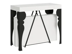 Clearance Ityhome Mesa consola extensível 90x40/300 cm Riza cinza branca quadro antracite Branco