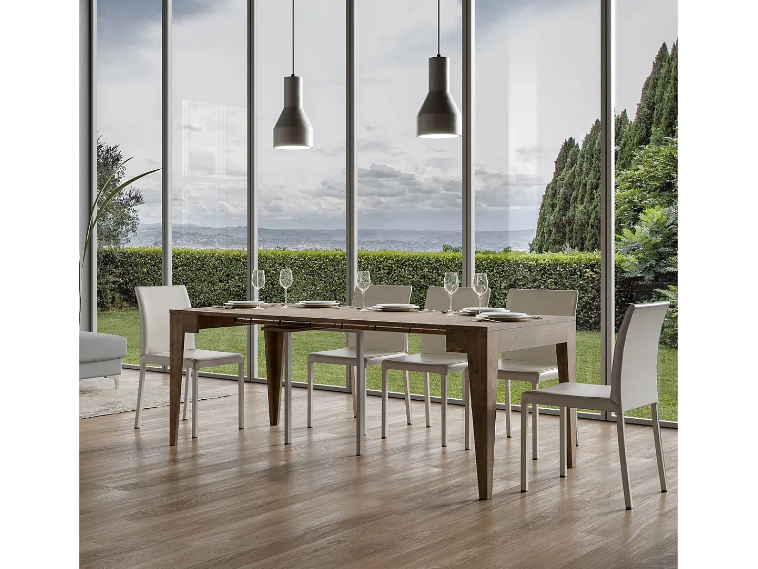 Consola|ITAMOBY Mesa consola extensível 90x42/302 cm Isotta Nogueira Natural escuro