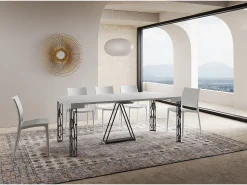 Consola*Ityhome Mesa consola extensível 90x40/196 cm Kerpa Small cinza branca quadro antracite Branco