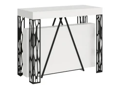 Consola*Ityhome Mesa consola extensível 90x40/196 cm Kerpa Small cinza branca quadro antracite Branco