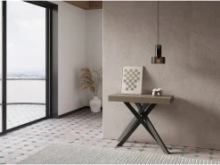 Consola|Ityhome Mesa consola extensível 90x40/196 cm Krack Small tortora pernas antracite Castanho