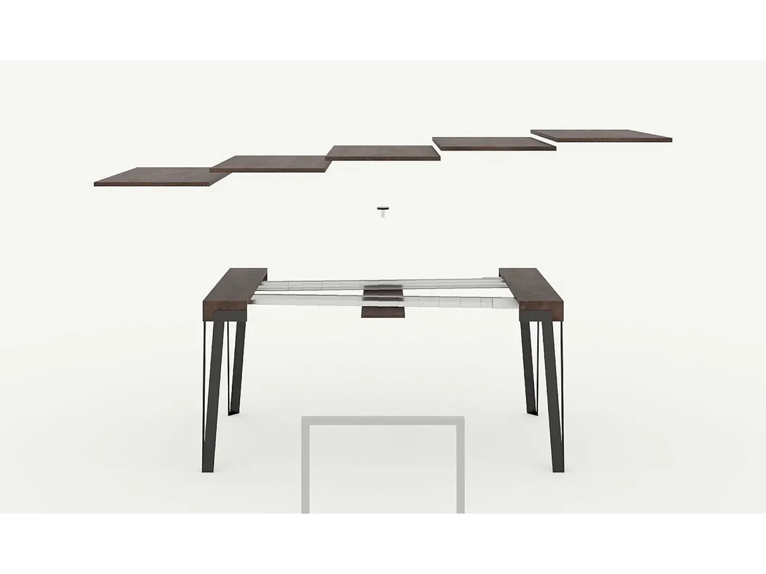 ITAMOBY Mesa consola extensível 90x40/196 cm Rio Small Cinza Branca quadro Ferrugem^ Consola