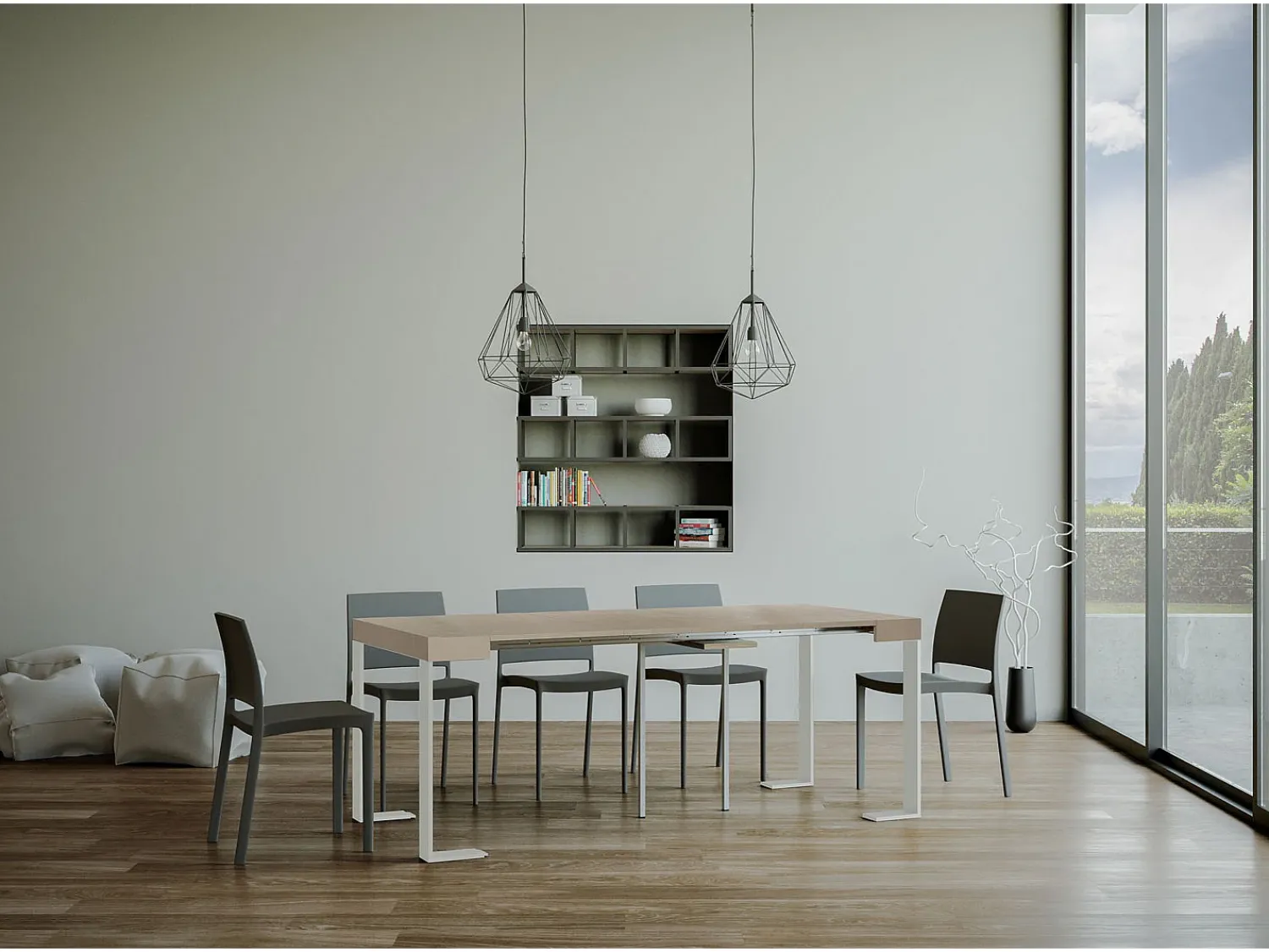 ITAMOBY Mesa consola extensível 90x40/196 cm Tecno Small Cachemira quadro Branco^ Consola
