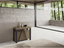 New Ityhome Mesa consola extensível 90x40/300 cm Tiris tortora quadro antracite Castanho