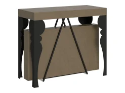 Consola|Ityhome Mesa consola extensível 90x40/196 cm Riza Small tortora quadro antracite Castanho