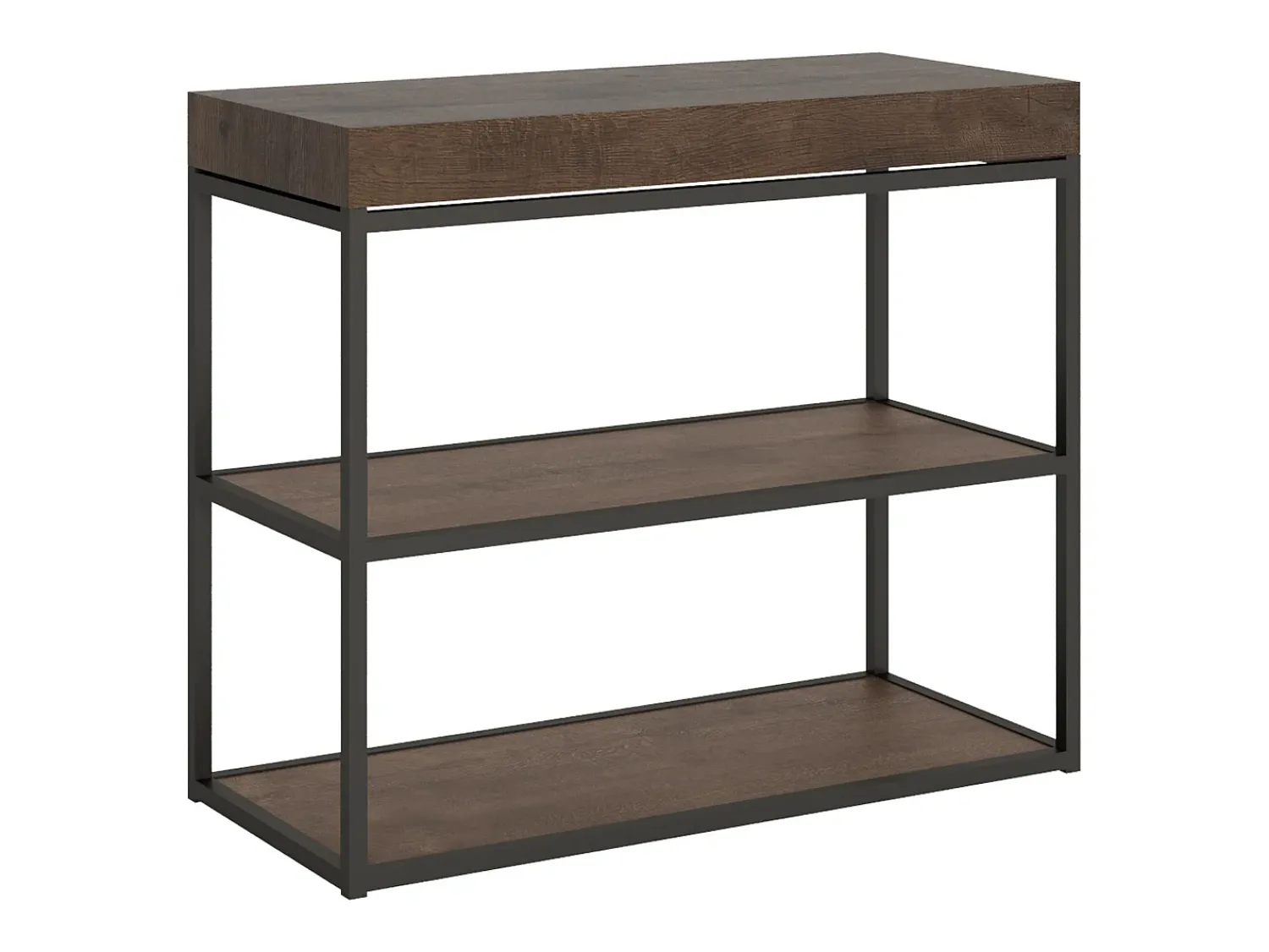 ITAMOBY Mesa consola extensível 90x40/300 cm Plano Nogueira quadro Antracite^ Consola