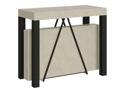 Consola*Ityhome Mesa consola extensível 90x40/196 cm Tiris Small caxemira quadro antracite Cinzento