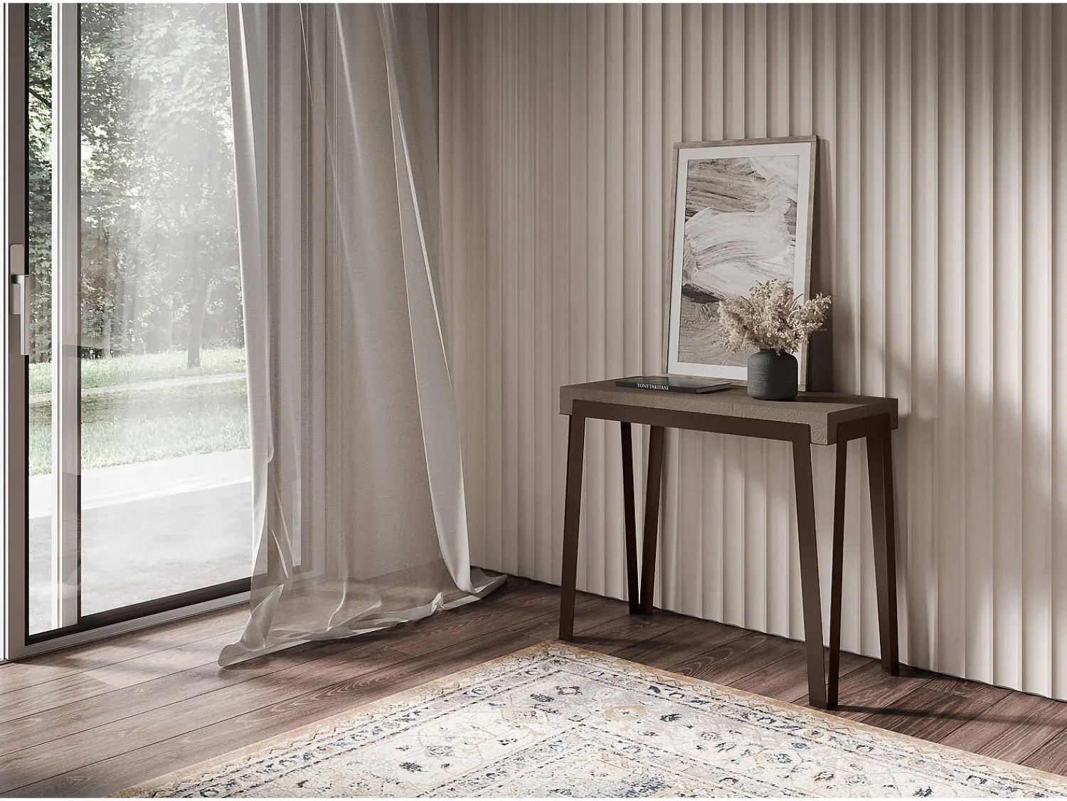 Online ITAMOBY Mesa consola extensível 90x40/196 cm Rio Small Tortora quadro Ferrugem Castanho