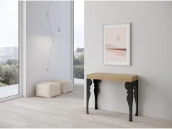 Consola*ITAMOBY Mesa consola extensível 90x40/196 cm Paxon Small Carvalho Natural quadro Antracite Natural claro