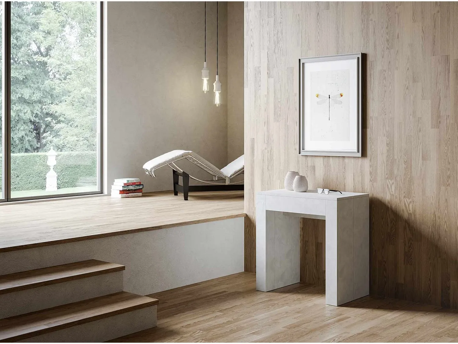ITAMOBY Mesa consola extensível 78x47/299 cm Allin Espatulado extensões internas^ Consola