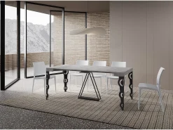 Ityhome Mesa consola extensível 90x40/196 cm Aceres Small cimento quadro antracite^ Consola