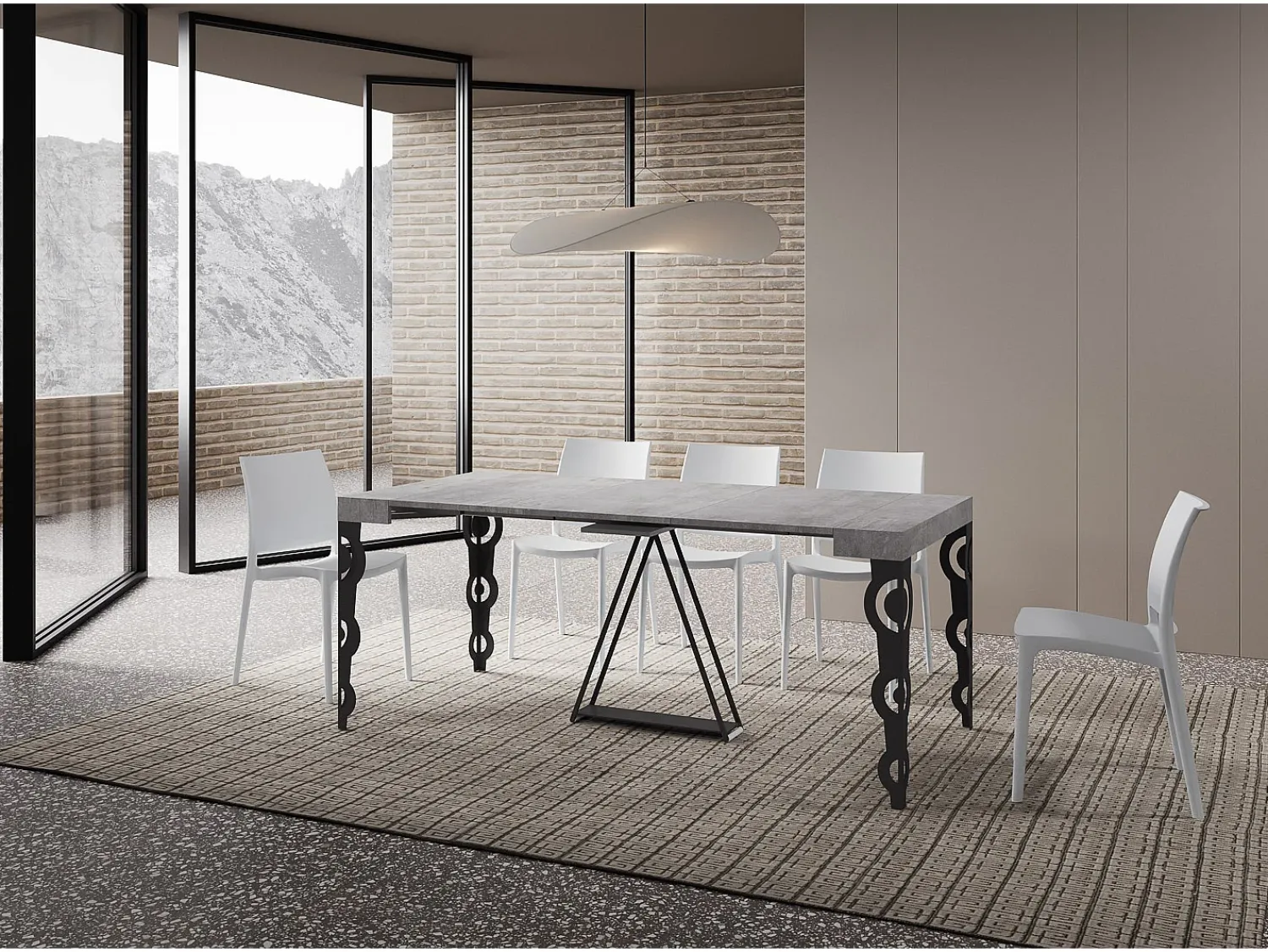 Ityhome Mesa consola extensível 90x40/196 cm Aceres Small cimento quadro antracite^ Consola