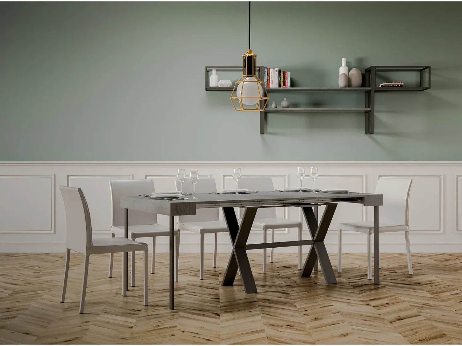 ITAMOBY Mesa consola extensível 90x40/300 cm Xenia Cimento quadro Antracite Cinzento