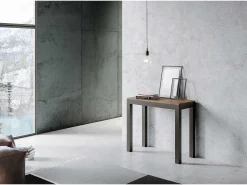 Consola|ITAMOBY Mesa consola extensível 90x40/196 cm Everyday Small Evolution Nogueira quadro Antracite Natural escuro