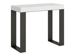 ITAMOBY Mesa consola extensível 90x40/196 cm Tecno Small Premium Cinza Branca quadro Antracite^ Consola
