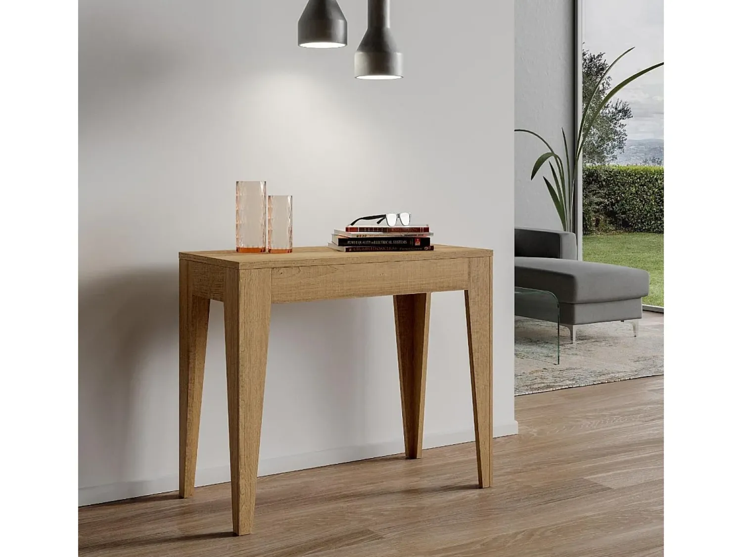 ITAMOBY Mesa consola extensível 90x42/302 cm Isotta Carvalho Natural^ Consola