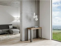 Consola|ITAMOBY Mesa consola extensível 90x40/196 cm Linea Small Nogueira quadro Antracite Natural escuro
