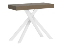Consola*Ityhome Mesa consola extensível 90x40/300 cm Krack tortora pernas brancas Castanho