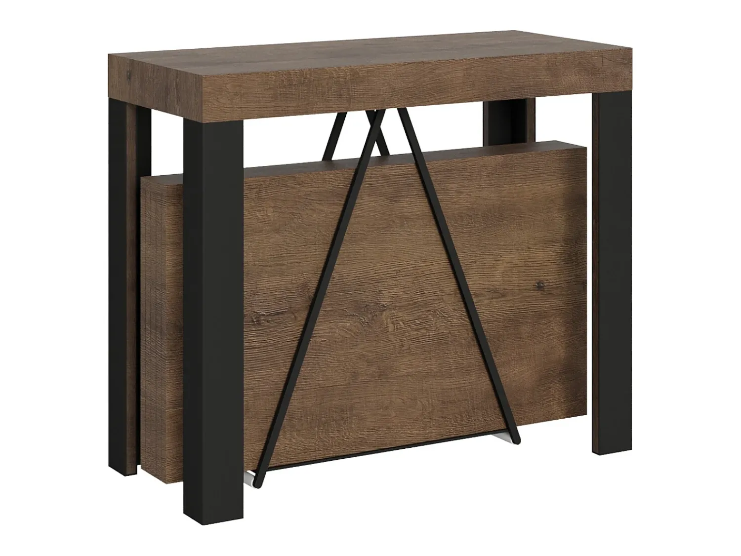 Online Ityhome Mesa consola extensível 90x40/196 cm Tarax Small nogueira quadro antracite Castanho