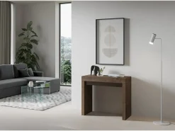 Consola*ITAMOBY Mesa consola extensível 90x40/300 cm Roxell Nogueira Natural escuro
