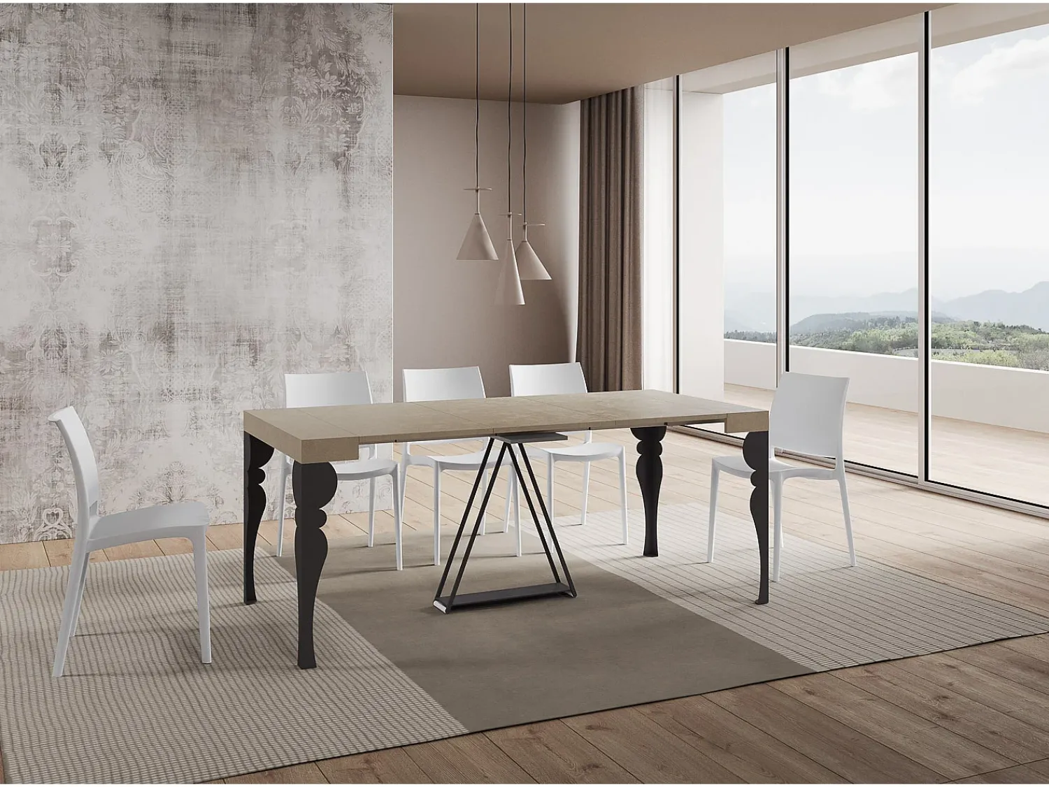 Ityhome Mesa consola extensível 90x40/300 cm Riza caxemira quadro antracite^ Consola