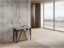 Ityhome Mesa consola extensível 90x40/300 cm Riza caxemira quadro antracite^ Consola