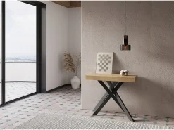 Online Ityhome Mesa consola extensível 90x40/300 cm Krack carvalho natural pernas antracite Castanho
