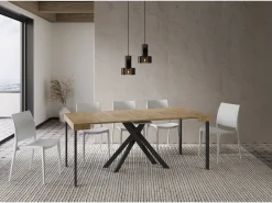 Online Ityhome Mesa consola extensível 90x40/300 cm Krack carvalho natural pernas antracite Castanho