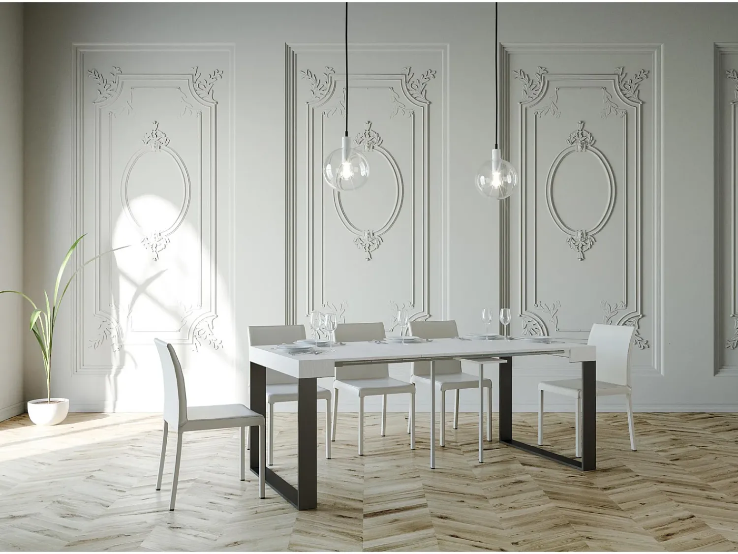 Clearance ITAMOBY Mesa consola extensível 90x40/196 cm Elettra Small Cinza Branca quadro Antracite Branco