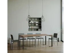 Consola*ITAMOBY Mesa consola extensível 90x40/196 cm Tecno Small Nogueira quadro Antracite Natural escuro
