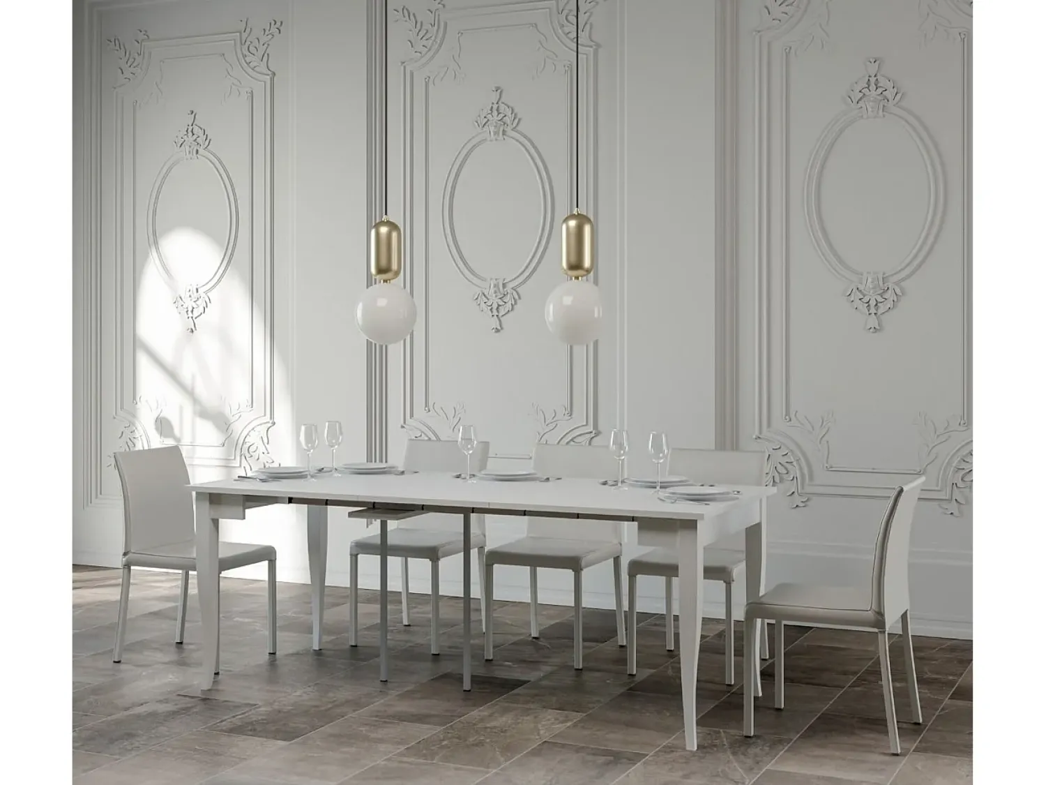 Consola|ITAMOBY Mesa consola extensível 90x48/308 cm Sciabola Cinza Branca Branco
