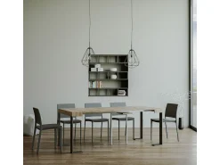 Hot ITAMOBY Mesa consola extensível 90x40/196 cm Tecno Small Carvalho Natural quadro Antracite Natural claro