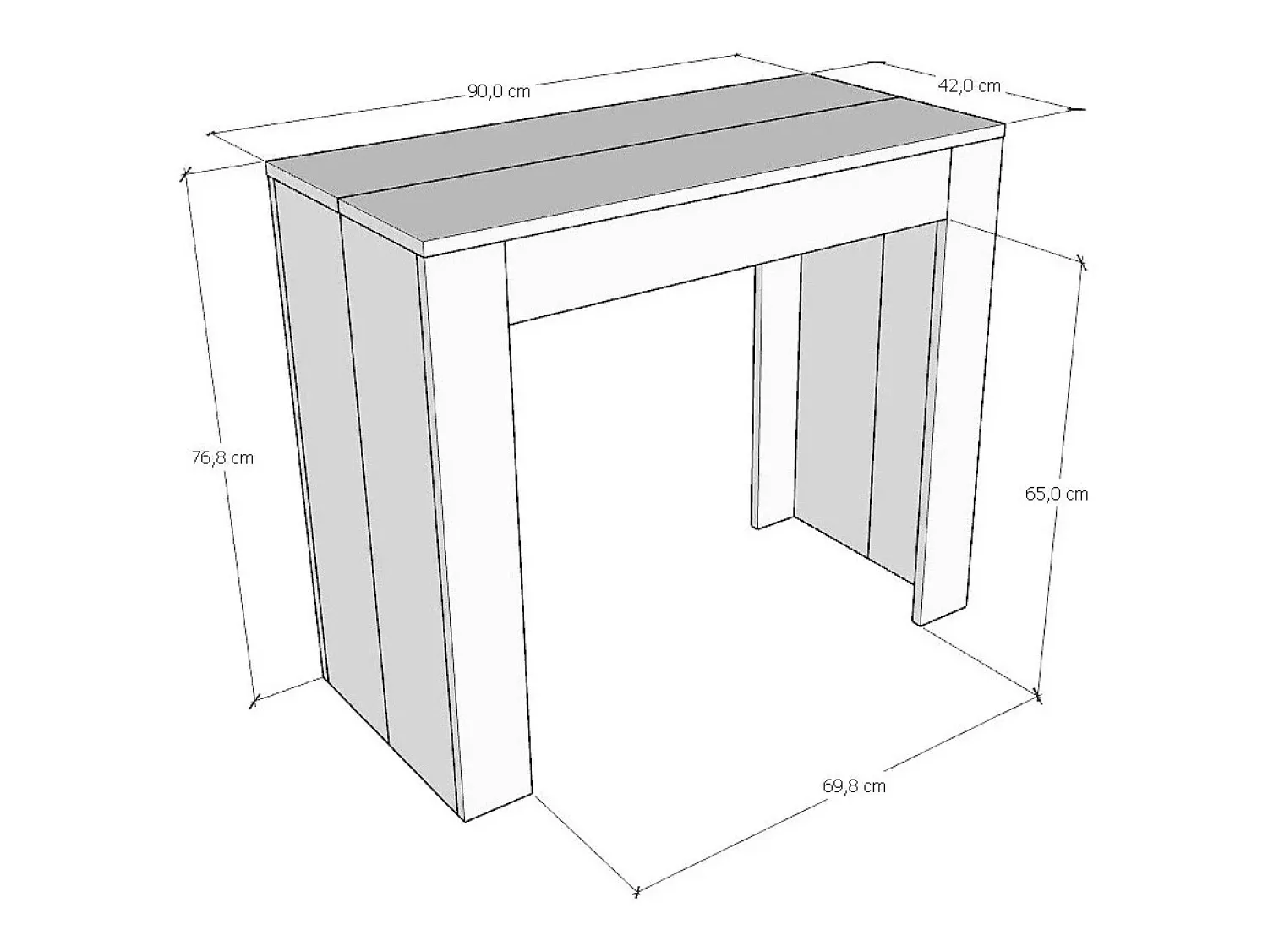 Consola*ITAMOBY Mesa consola extensível 90x42/302 cm Emy Espatulado Branco