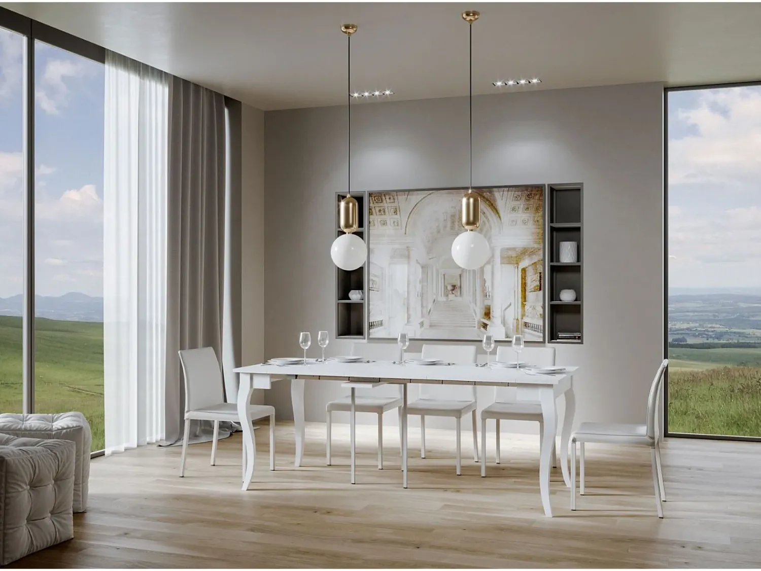 Consola|ITAMOBY Mesa consola extensível 90x48/308 cm Olanda Cinza Branca Branco