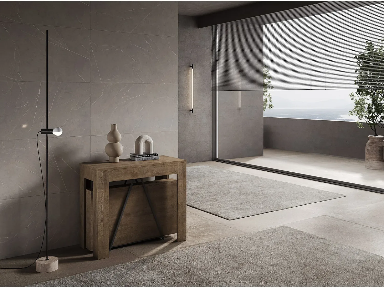 Consola|ITAMOBY Mesa consola extensível 90x42/302 cm Scicca Nogueira Castanho