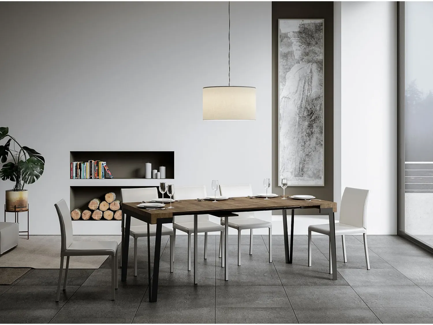 ITAMOBY Mesa consola extensível 90x40/196 cm Rio Small Nogueira quadro Antracite^ Consola