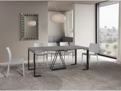 Consola*Ityhome Mesa consola extensível 90x40/196 cm Zamat Small cimento quadro antracite Cinzento