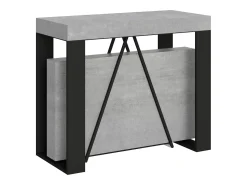 Consola*Ityhome Mesa consola extensível 90x40/196 cm Zamat Small cimento quadro antracite Cinzento