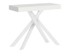 Consola*Ityhome Mesa consola extensível 90x40/300 cm Krack cinza branca pernas brancas Branco
