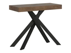Consola|Ityhome Mesa consola extensível 90x40/300 cm Krack nogueira pernas antracite Castanho