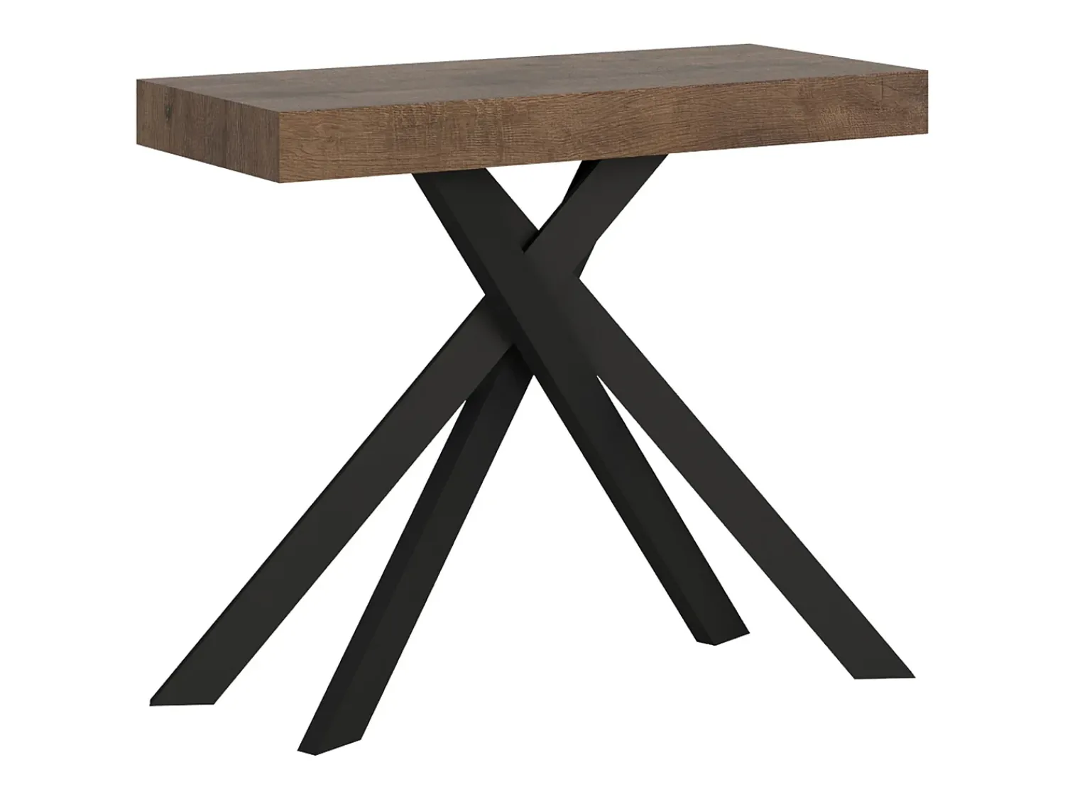 Consola|Ityhome Mesa consola extensível 90x40/300 cm Krack nogueira pernas antracite Castanho