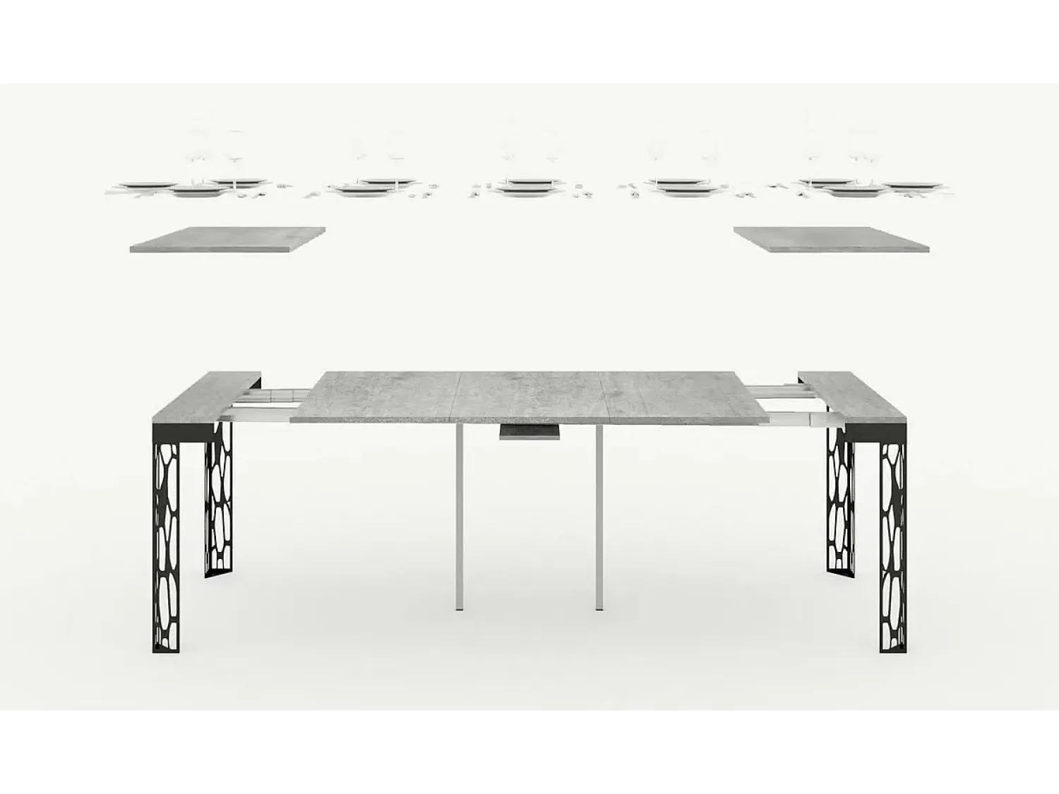 Consola*ITAMOBY Mesa consola extensível 90x40/196 cm Ghibli Evolution Small Carvalho Natural quadro Antracite Natural claro