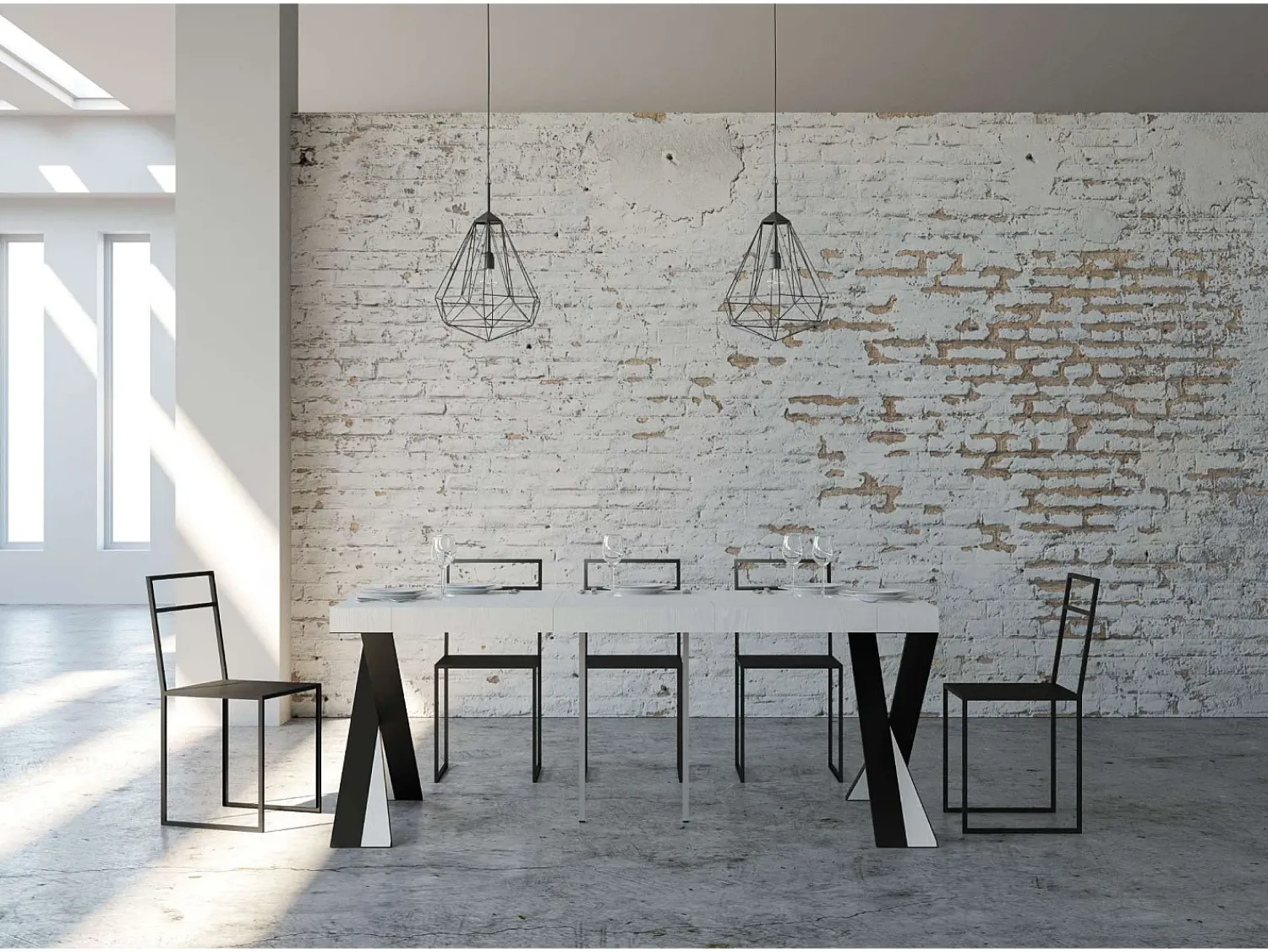 Online ITAMOBY Mesa consola extensível 90x40/300 cm Diago Premium Cinza Branca quadro Antracite Branco