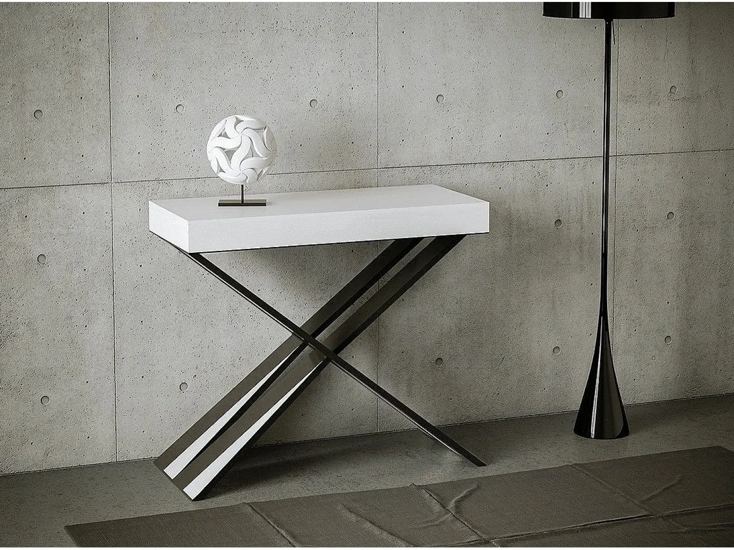 Online ITAMOBY Mesa consola extensível 90x40/300 cm Diago Premium Cinza Branca quadro Antracite Branco