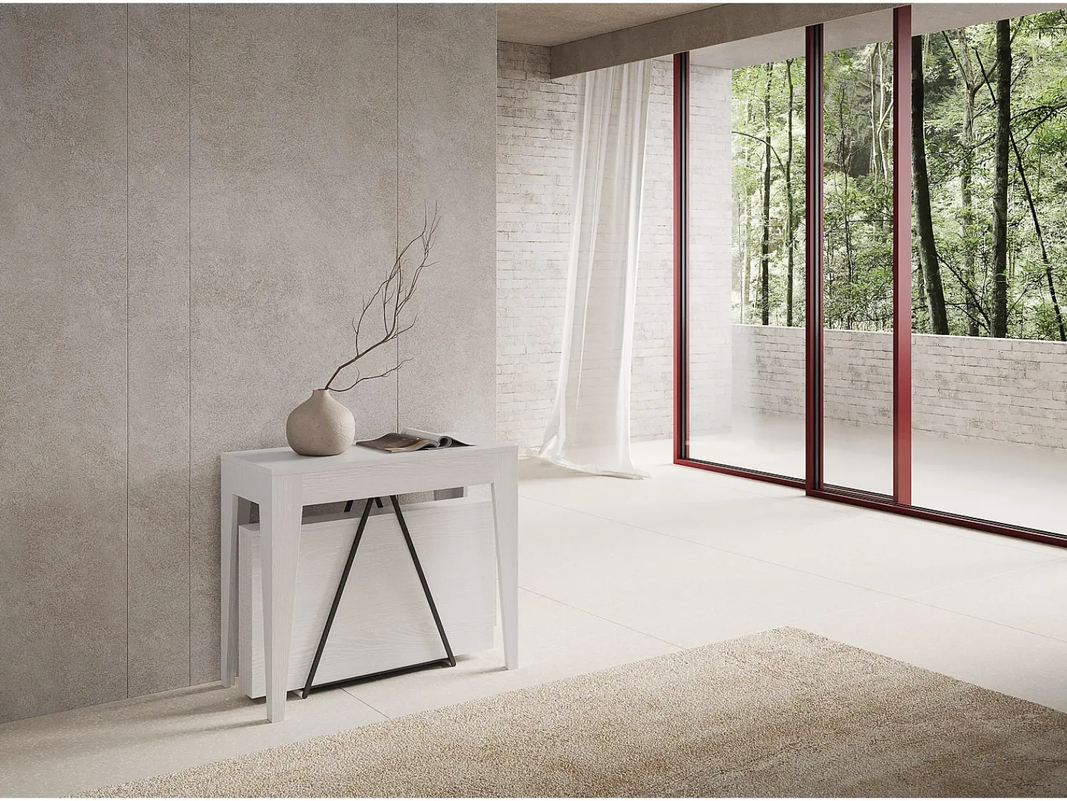Ityhome Mesa consola extensível 90x42/302 cm Zima cinza branca^ Consola