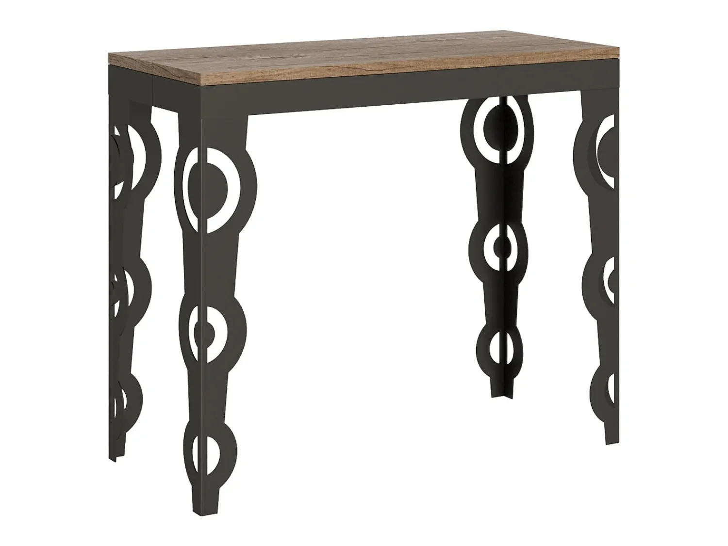ITAMOBY Mesa consola extensível 90x40/300 cm Karamay Evolution Carvalho Natural quadro Antracite^ Consola