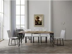ITAMOBY Mesa consola extensível 90x40/300 cm Karamay Evolution Carvalho Natural quadro Antracite^ Consola